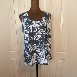 Sleeveless Tropical Print Top Oversized Size Small